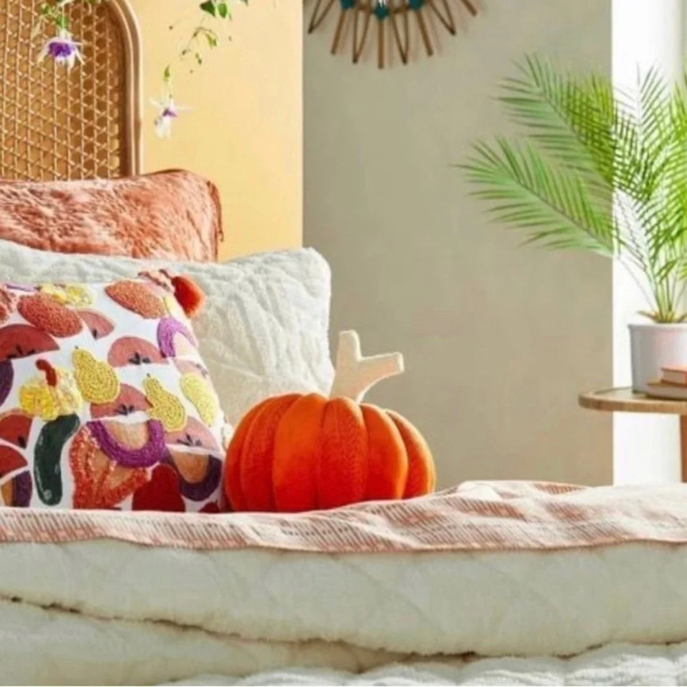 Pumpkin Shaped Velvet Accent Pillow Orange - Opalhouse™ designed with Jungalow